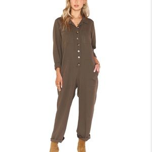 Show Me Your MuMu Fargo Jumpsuit Olive Brown NWT